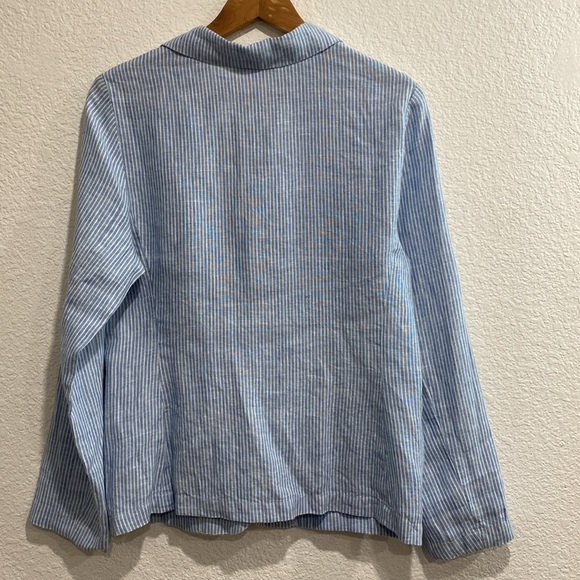 NWT Amour Vert Women's Tobie Linen Nautical Yacht Blue Striped Casual Blazer XS - Picture 4 of 7